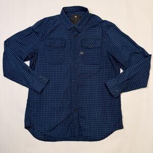 G-Star Raw Shirt Mens XL Blue Black Landoh L/S Check Plaid Button Front Casual